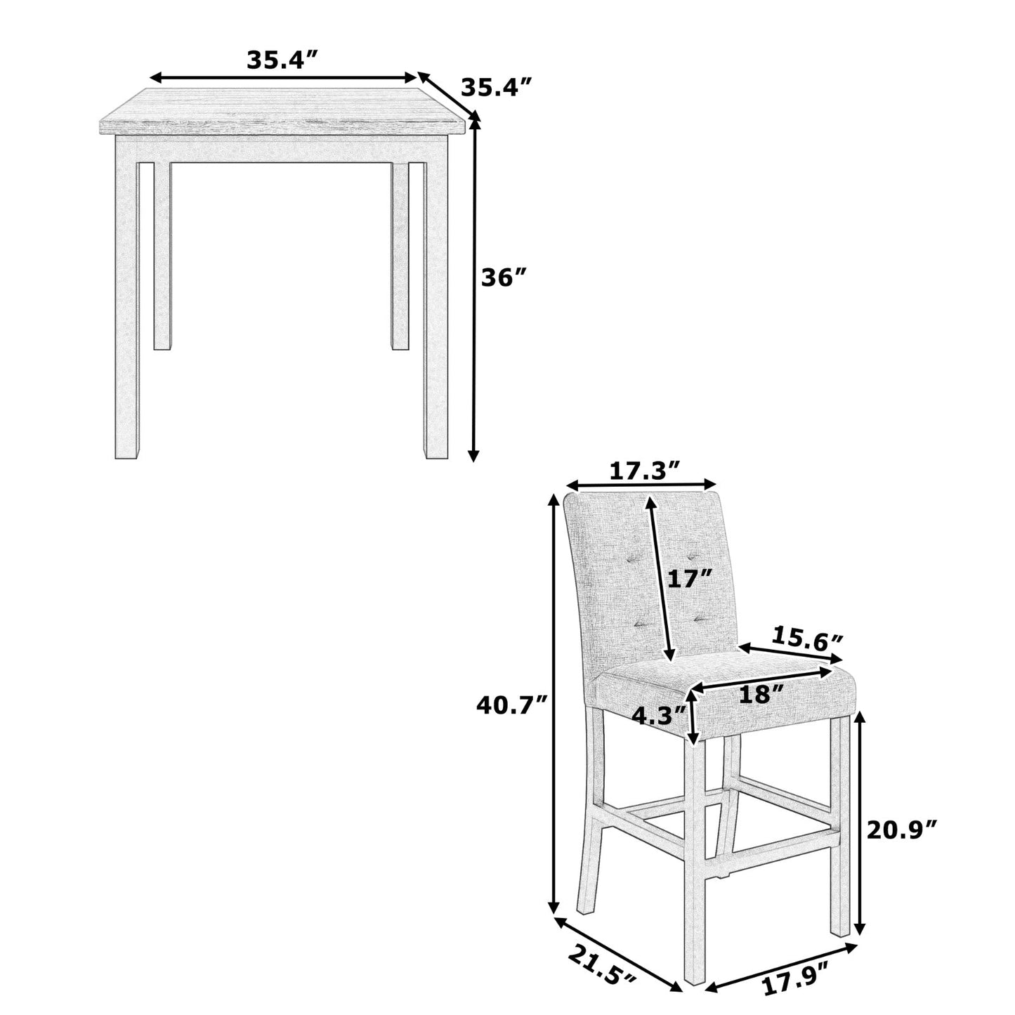 Row Dining Table Set For 4