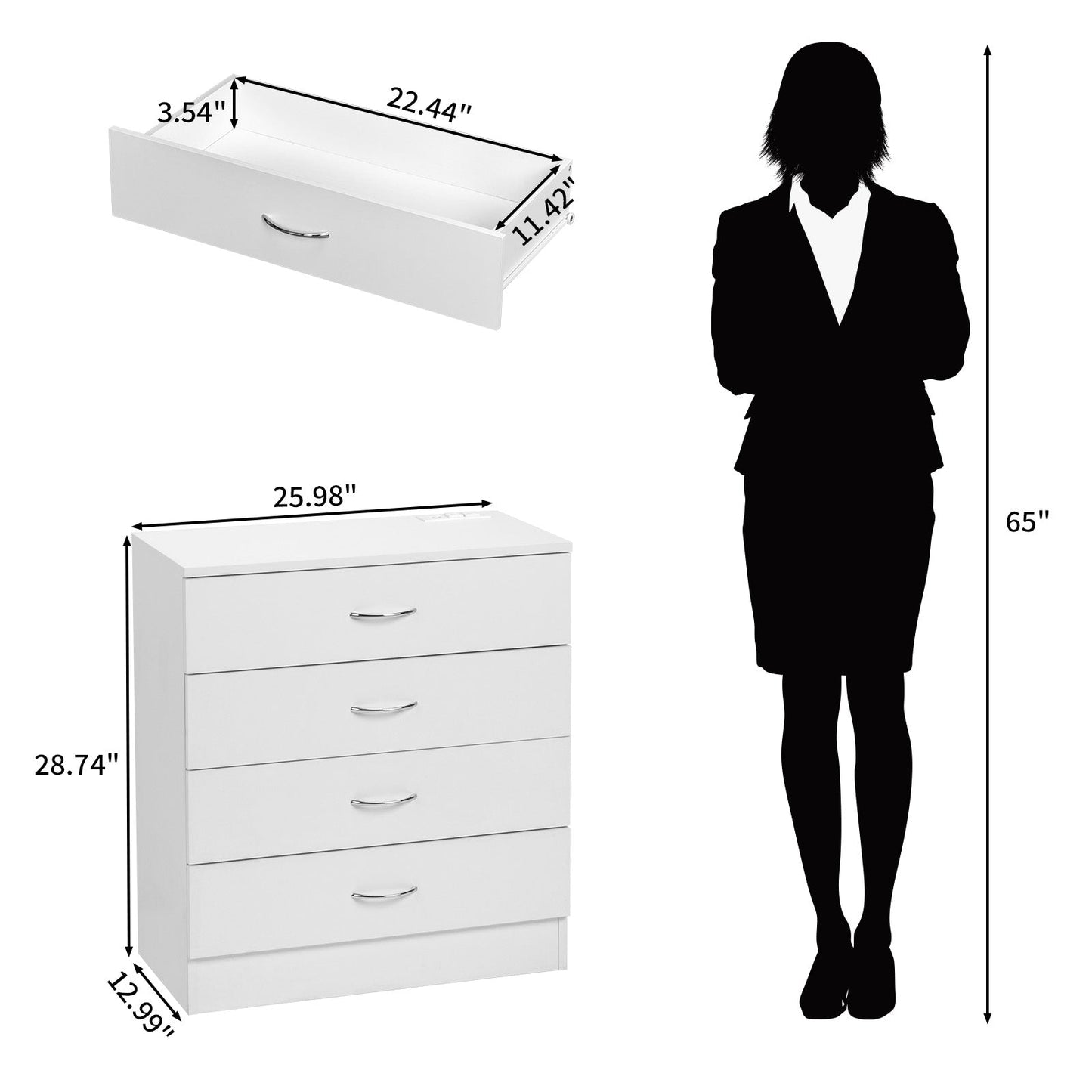 Everess White Nightstand With Drawers
