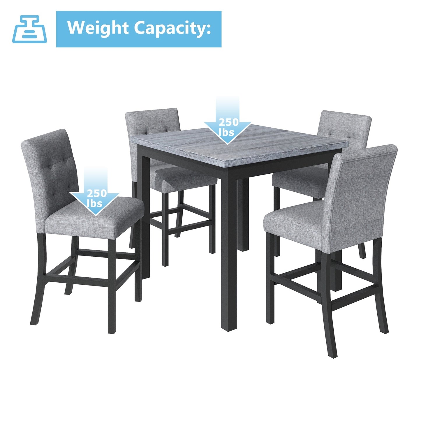 Row Dining Table Set For 4