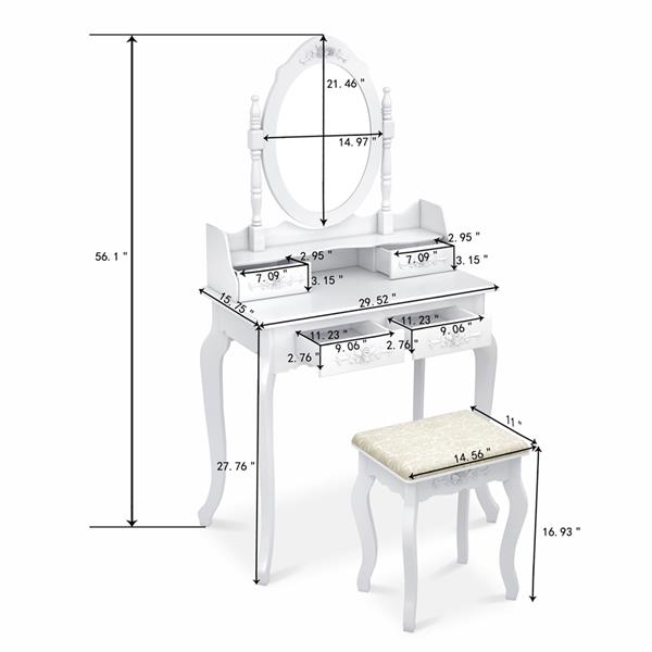 Vienna Four Drawer Dressing Table Set