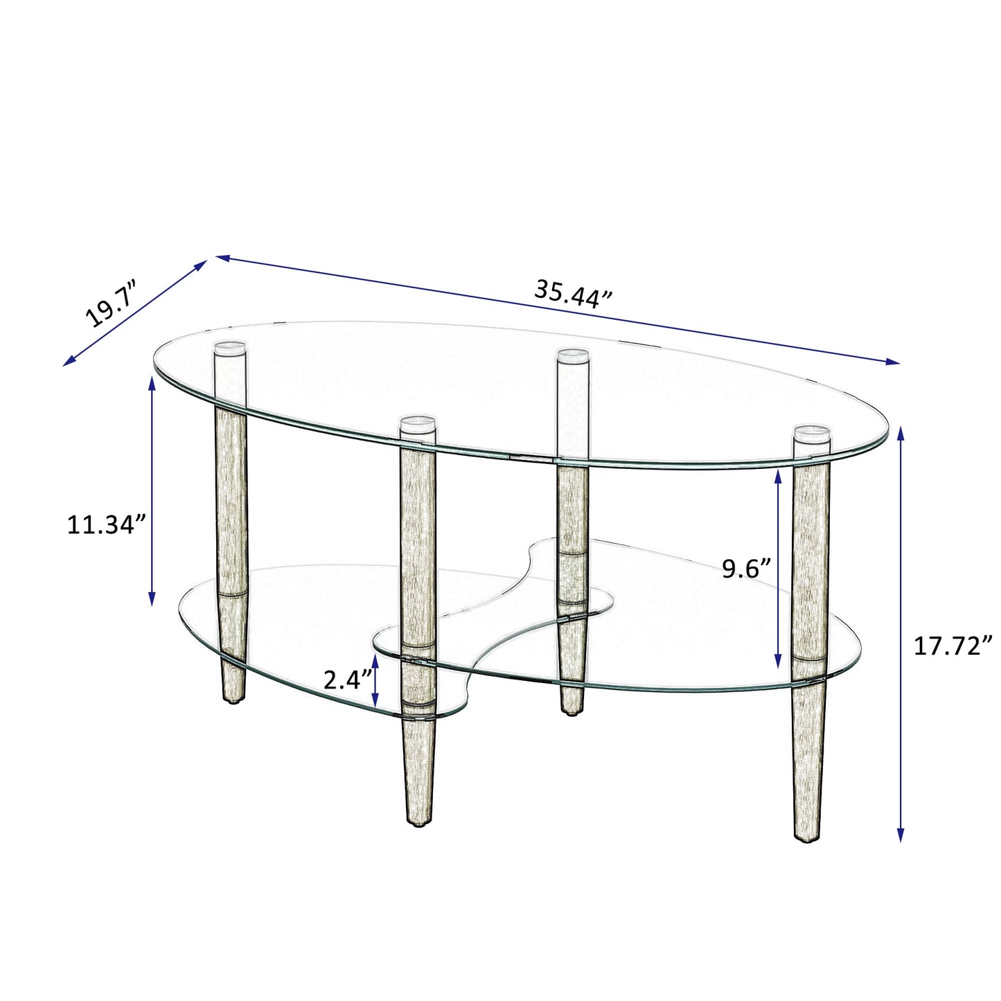 Geneva Oval Glass Coffee Table