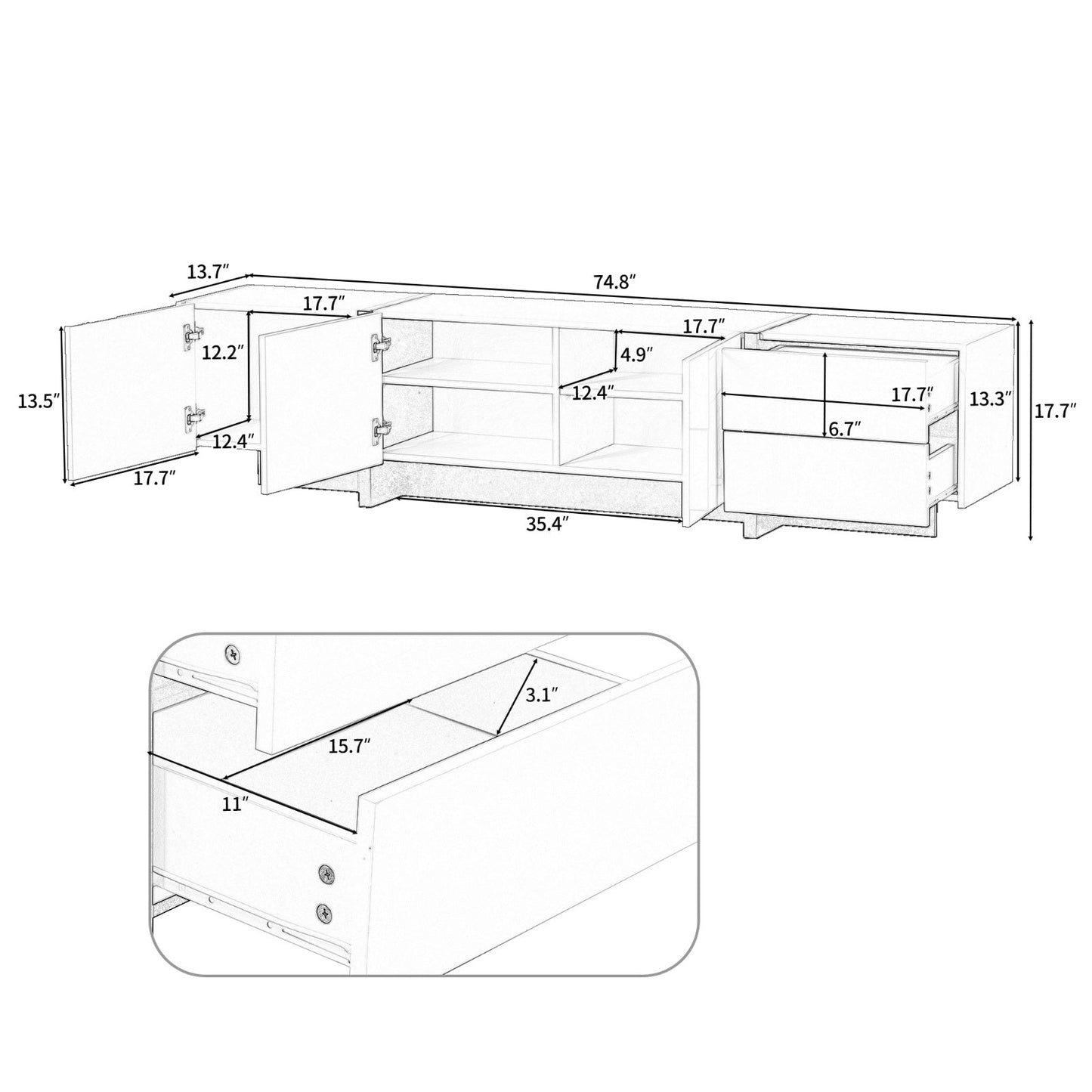 Storella 80 Inch TV Stand