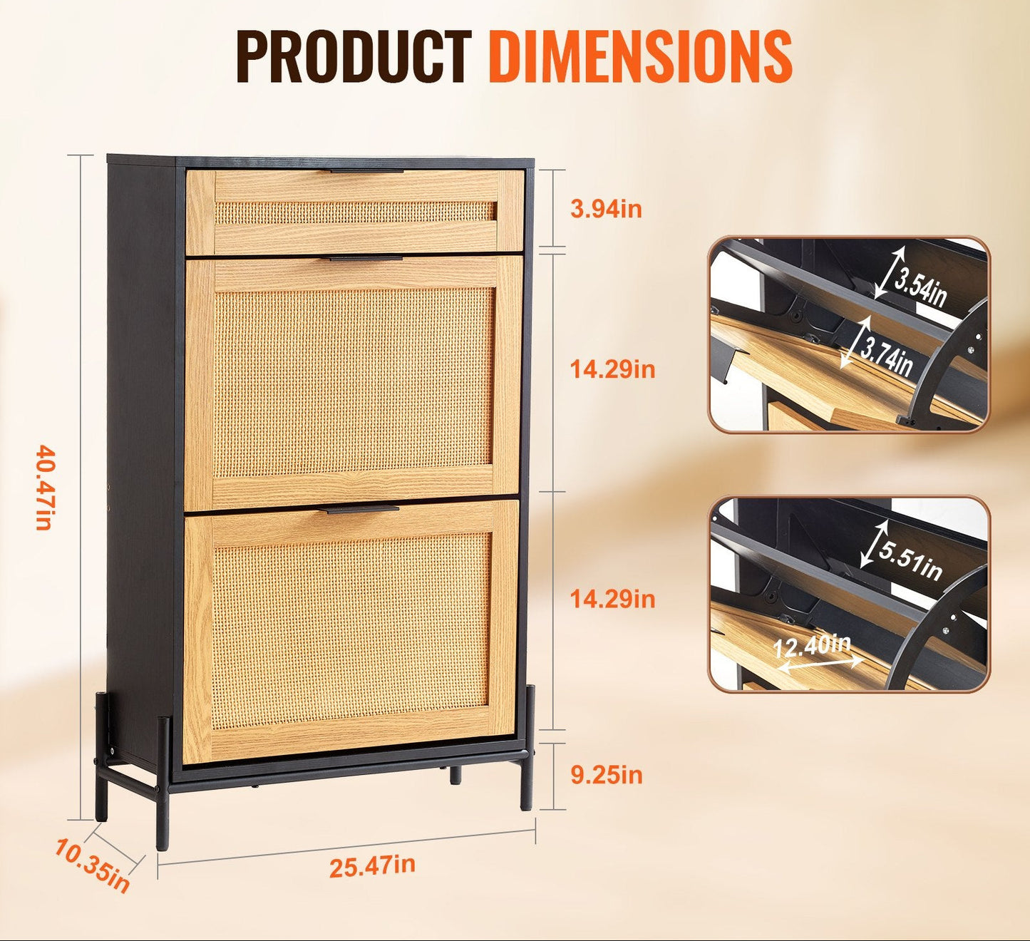 The Oak Rattan Shoe Cabinet