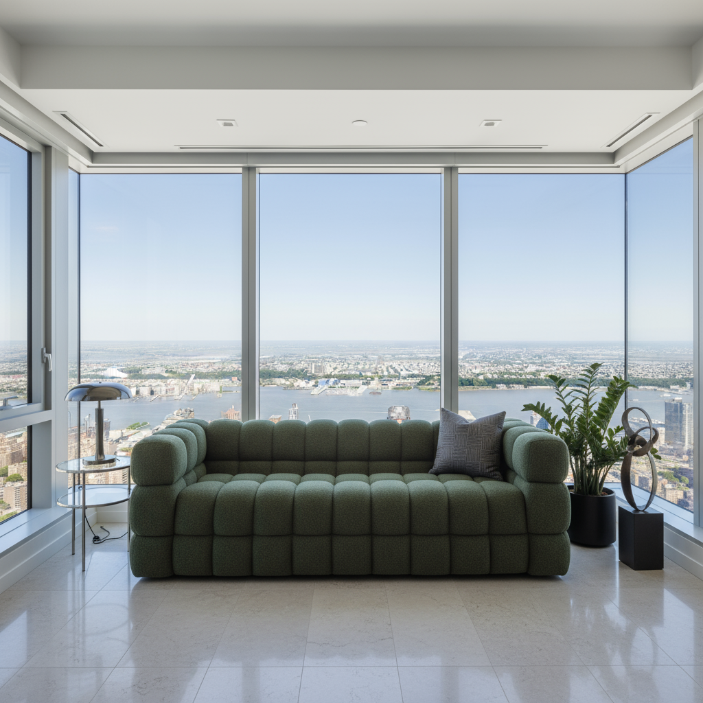 Green Sofa Alcove Placement