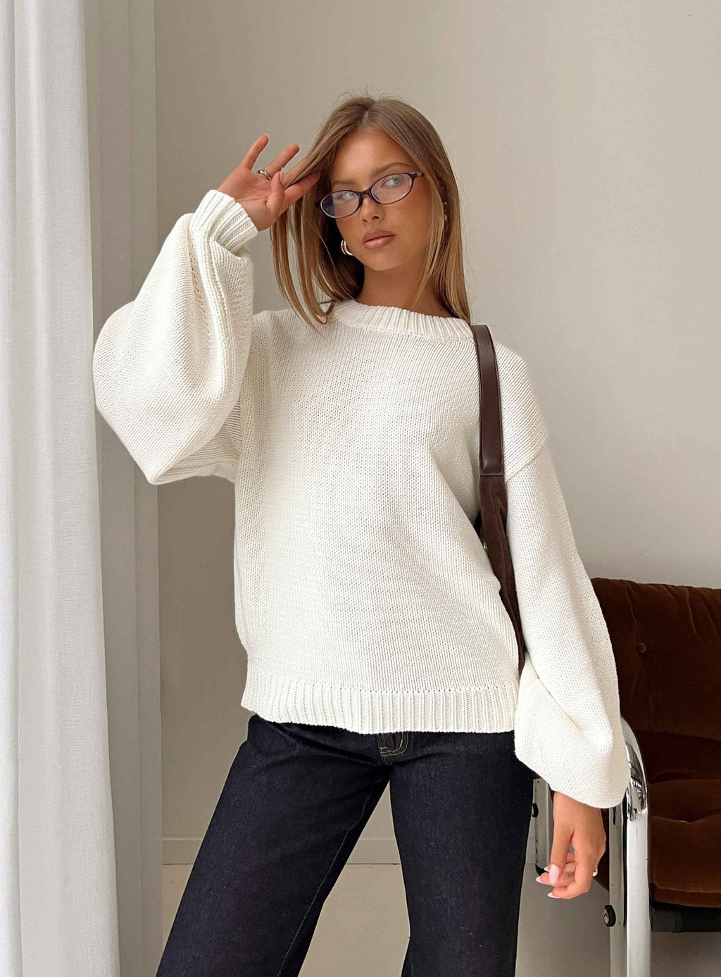Chic Balloon Sleeve Knit Sweater