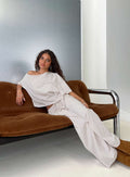 Cozy Off Shoulder Striped Sleepwear Set