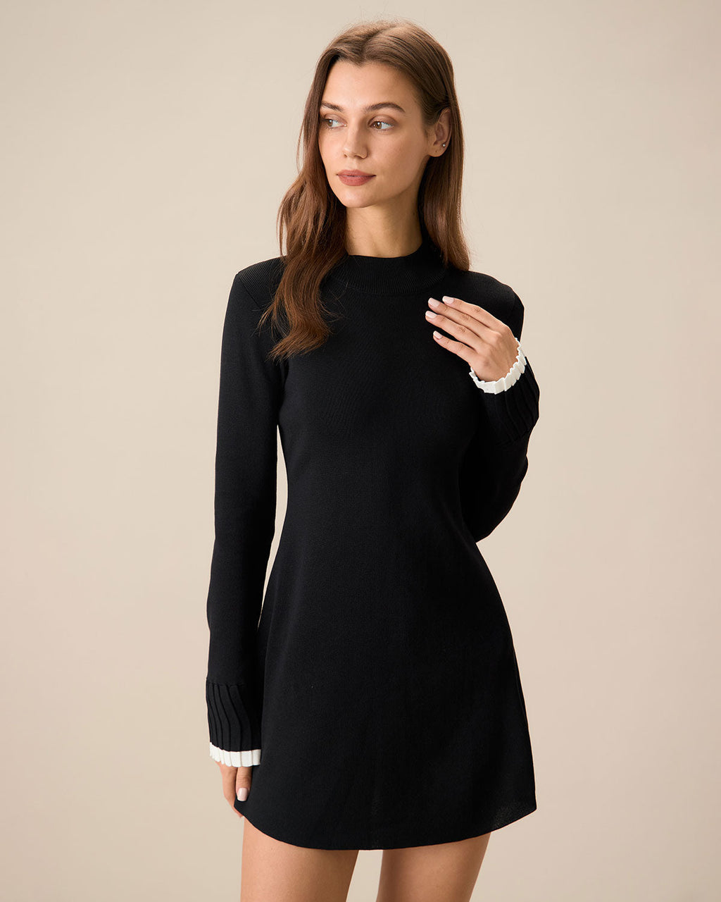 Noir Long Sleeve Sweater Mini Dress
