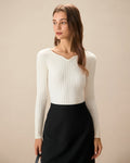 Comfort Wear Stylish Ribbed Knit Top
