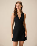 The Raven V-Neck Sleeveless Mini Dress In Black