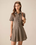 Hazel Plaid Lapel Classic Pleated Mini Dress