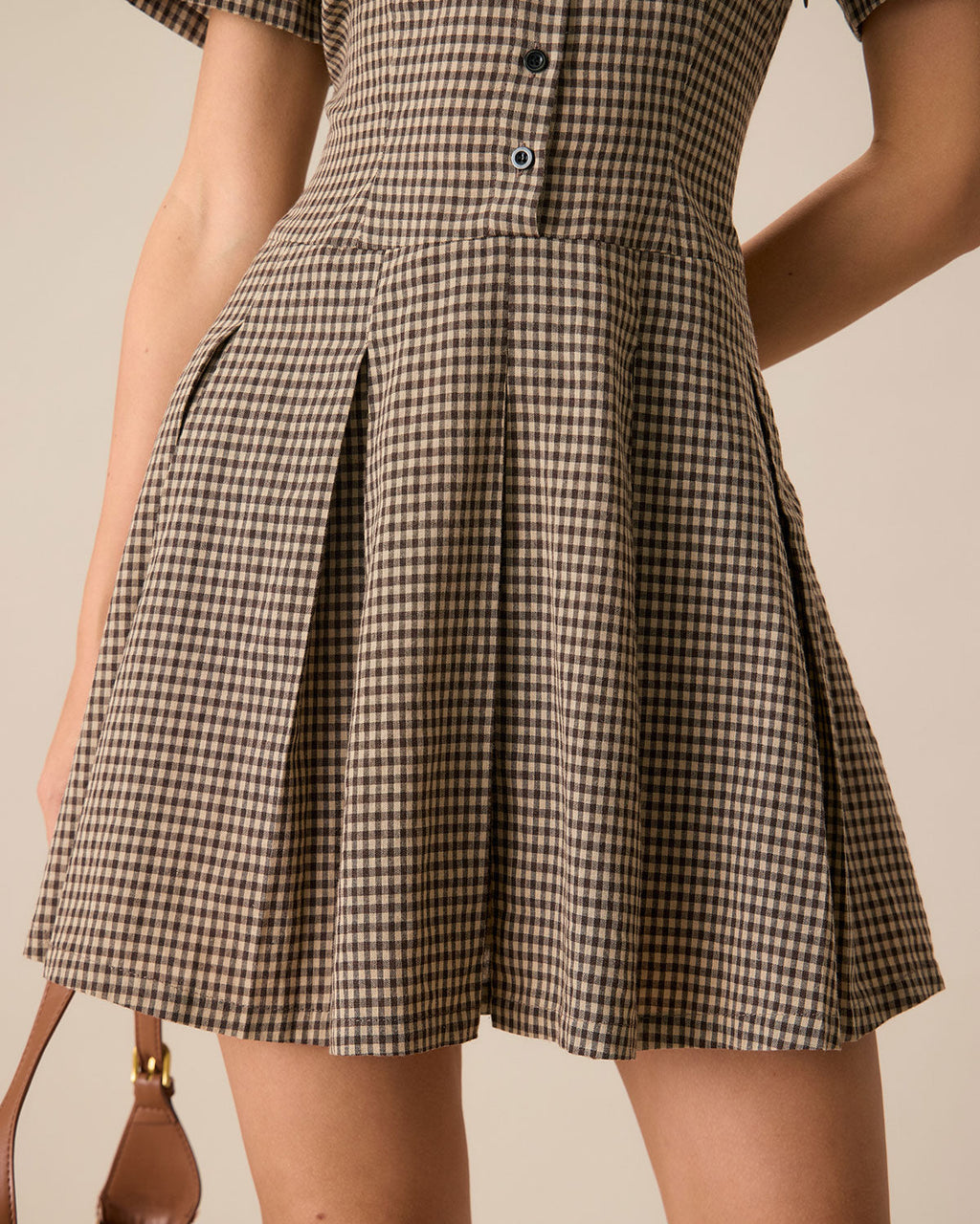 Hazel Plaid Lapel Classic Pleated Mini Dress