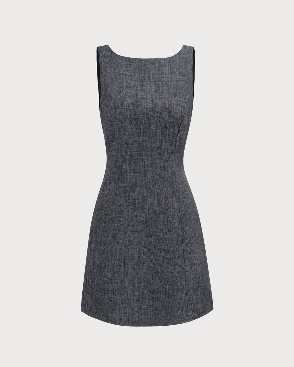Stylish Slate Boat Neck Sleeveless Mini Dress