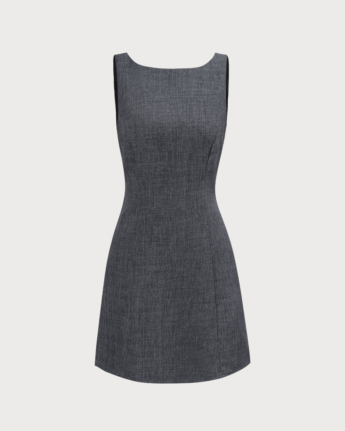 Stylish Slate Boat Neck Sleeveless Mini Dress