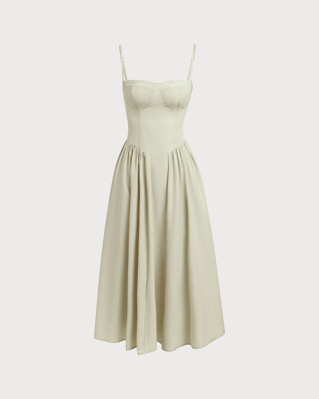 Sage Pocket Square Neck Slip Midi Dress
