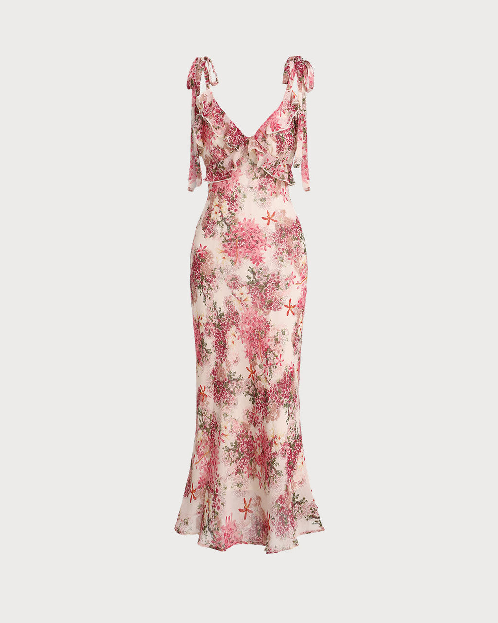 Rosa Garden Ruffle Tie Strap Midi Dress