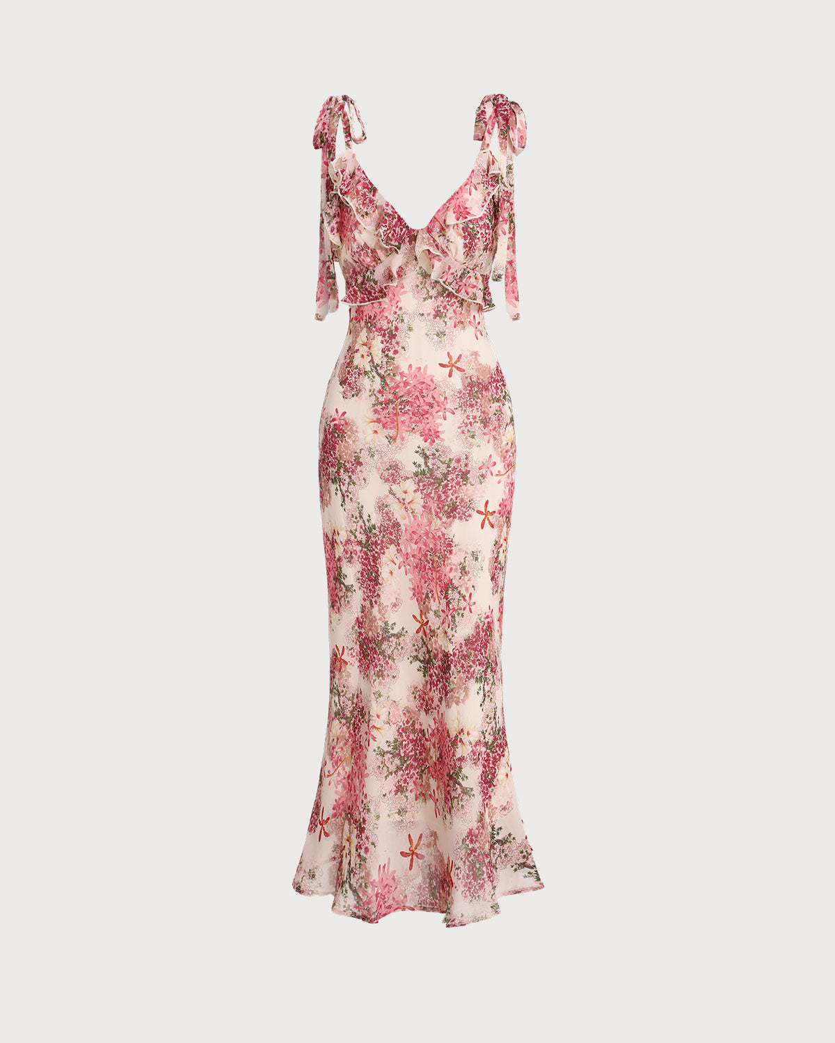 Rosa Garden Ruffle Tie Strap Midi Dress