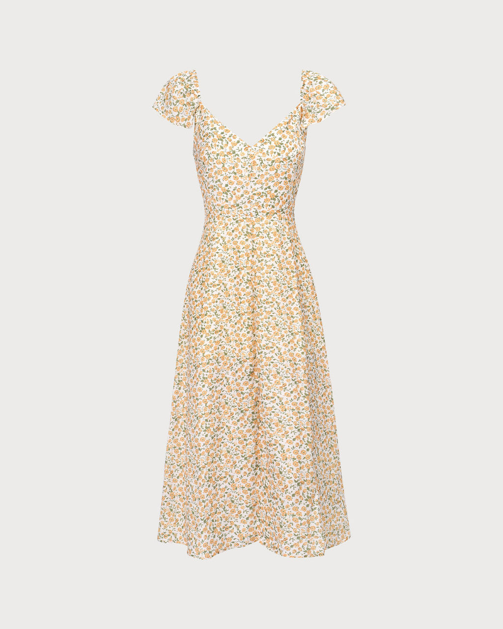 Sunburst Floral Slit V-Neck Sundress