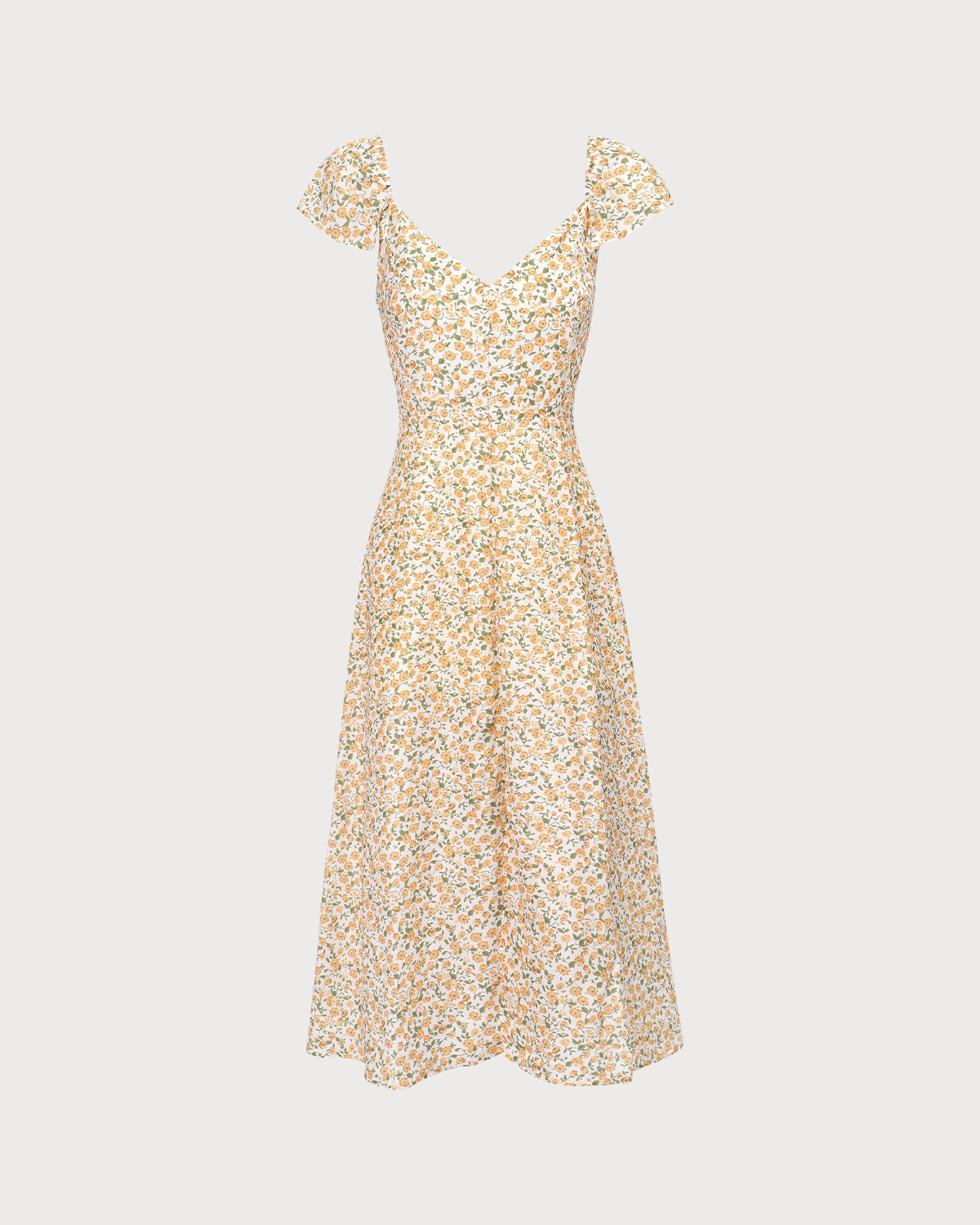 Sunburst Floral Slit V-Neck Sundress