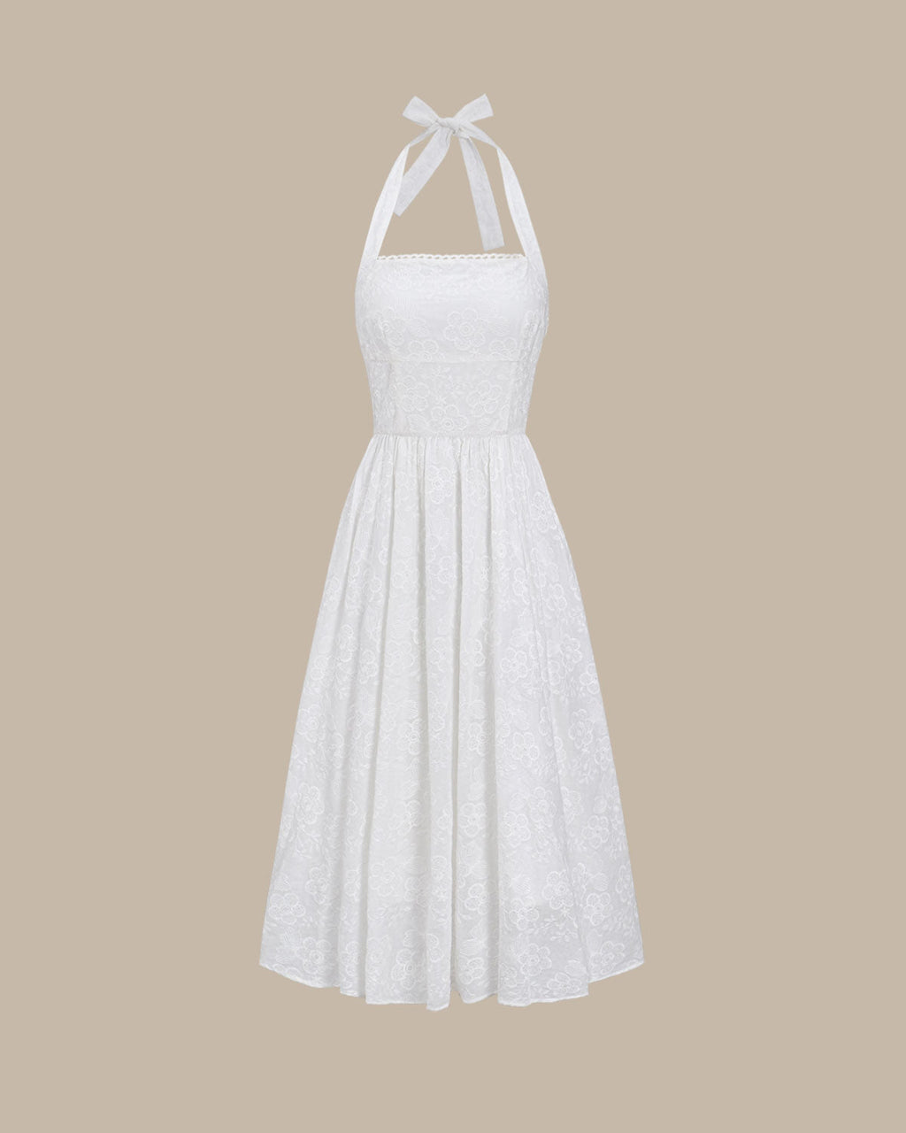 Bloom Embroidered Halter Midi Dress