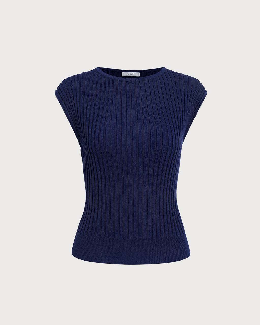 Azure Ribbed Boat Neck Cap Sleeve Tee