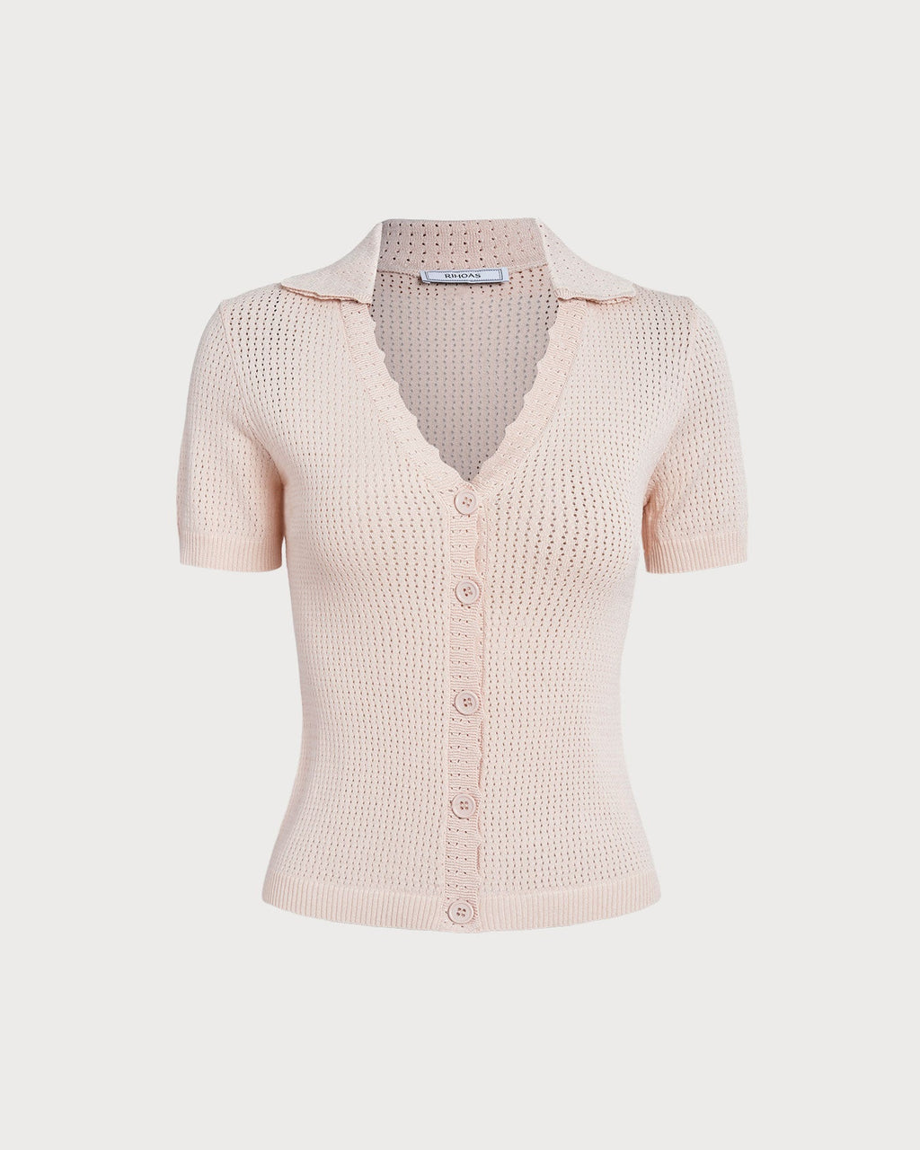 Beverly Style V Neck Button Knit Tee
