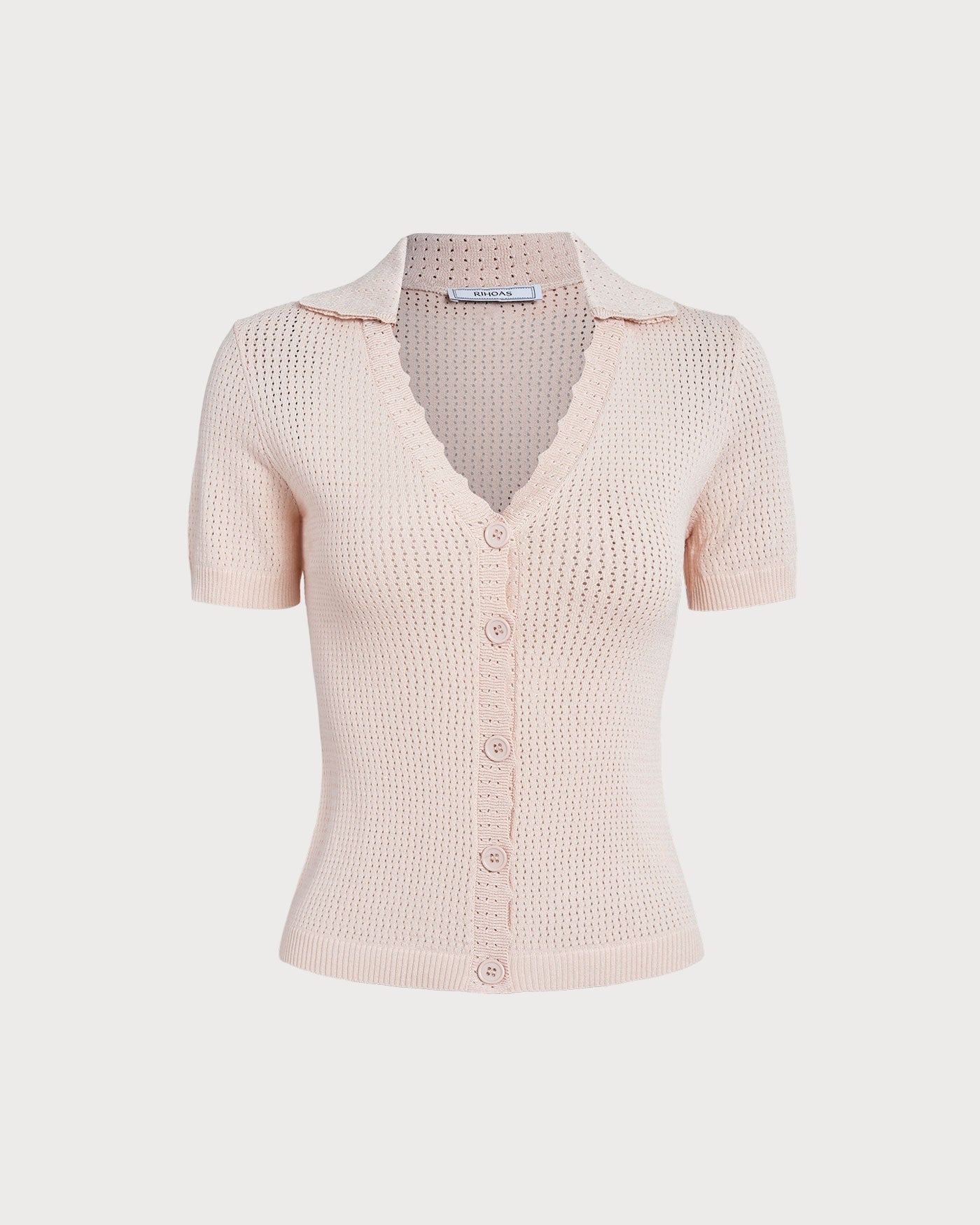 Beverly Style V Neck Button Knit Tee