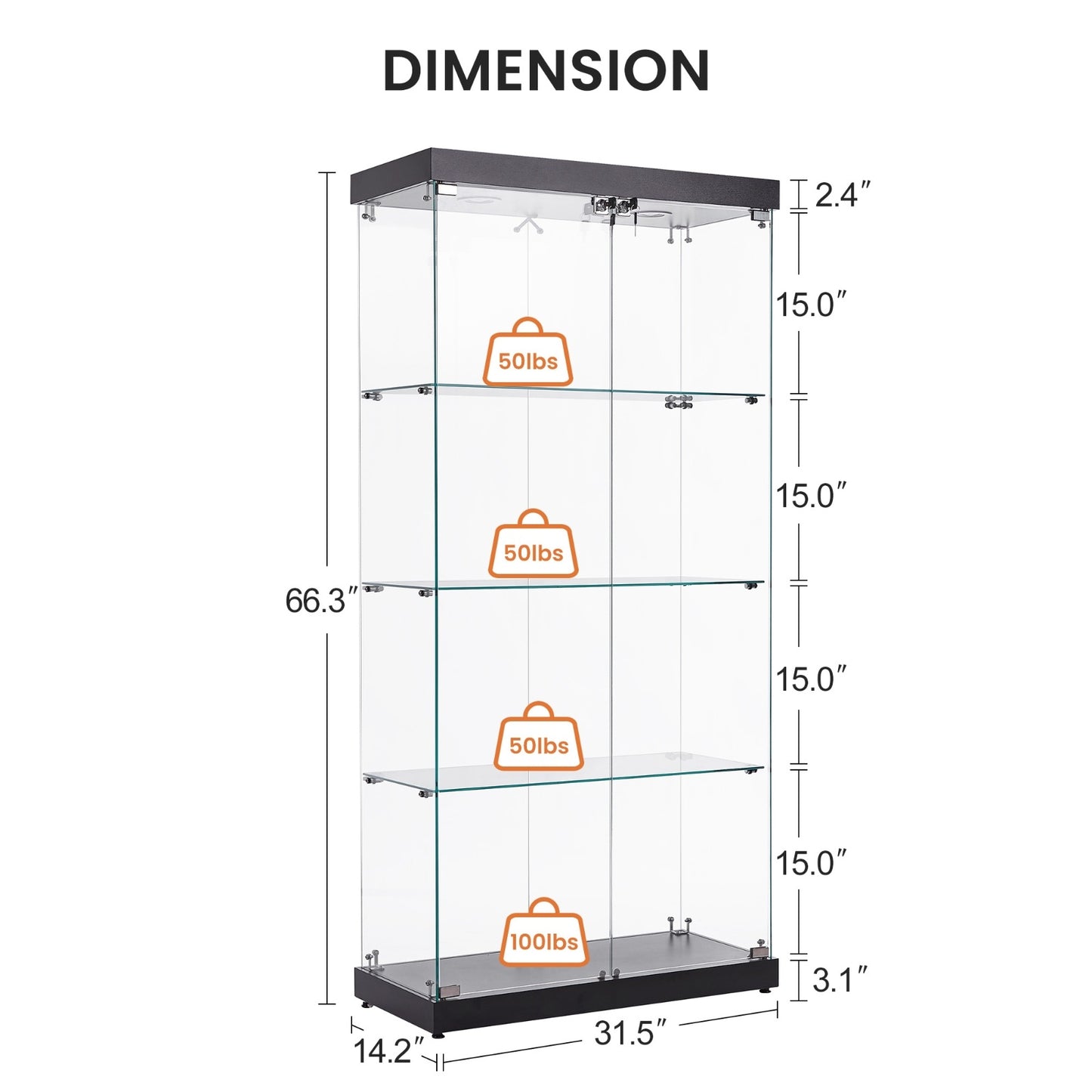 Everess 8 Unit Glass Display Cabinet