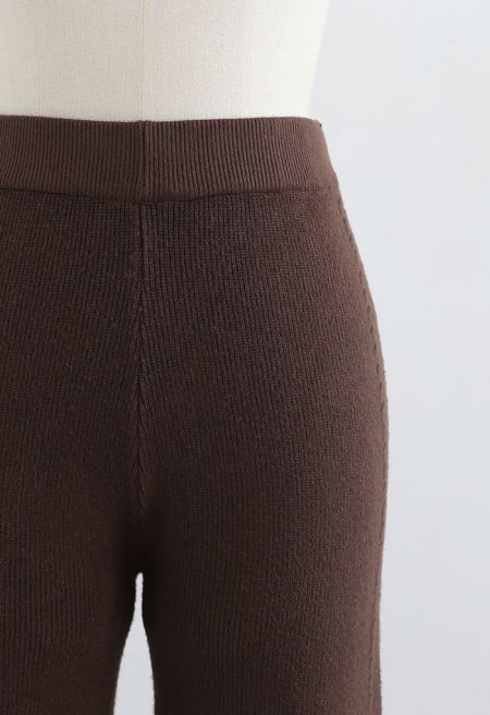 Dora Comfortable Knit Straight Leg Pants in Brown