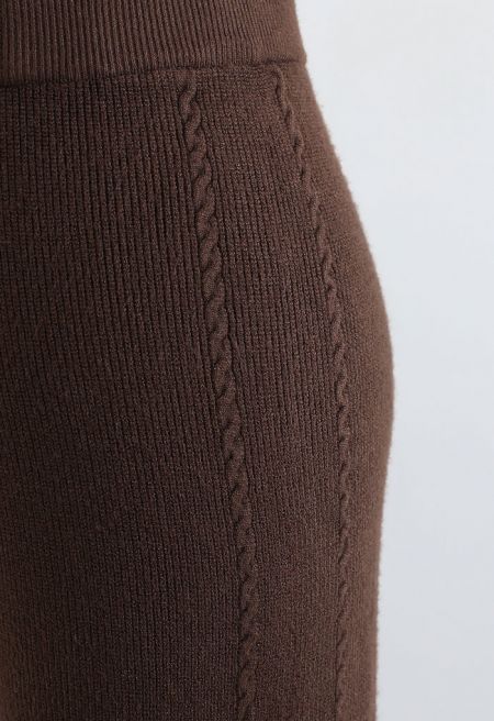 Dora Comfortable Knit Straight Leg Pants in Brown