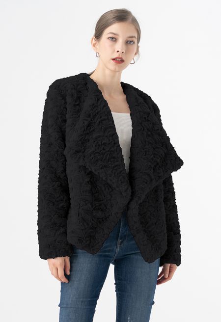 Polly Wide Lapel Cozy Faux Fur Coat