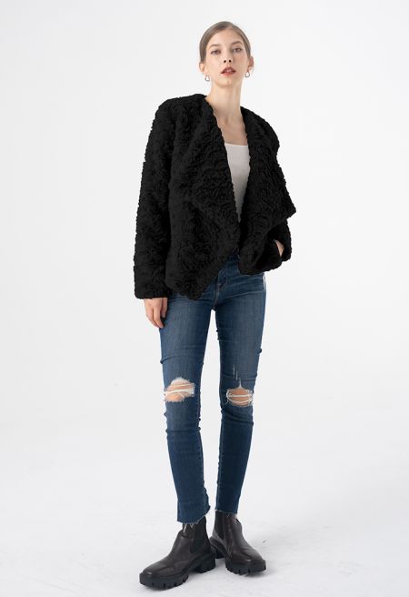 Polly Wide Lapel Cozy Faux Fur Coat