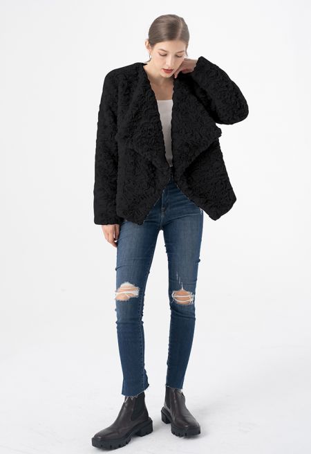 Polly Wide Lapel Cozy Faux Fur Coat