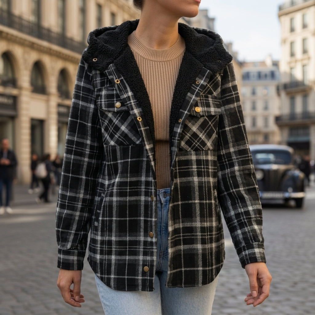Clara & Co Hooded Plaid Jacket