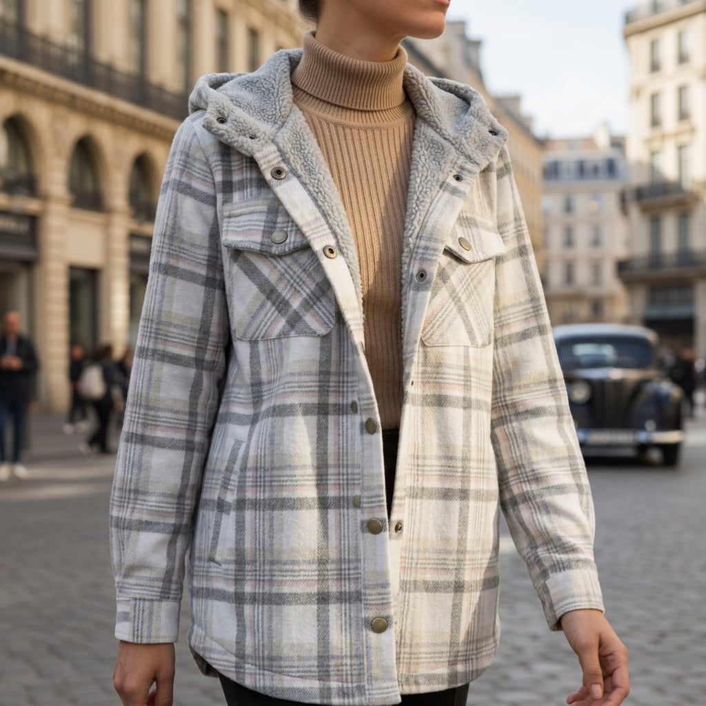Clara & Co Hooded Plaid Jacket