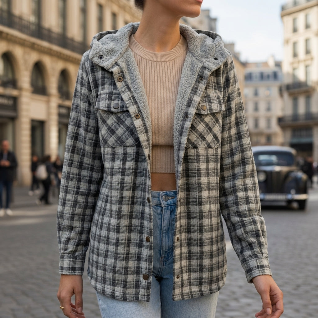Clara & Co Hooded Plaid Jacket
