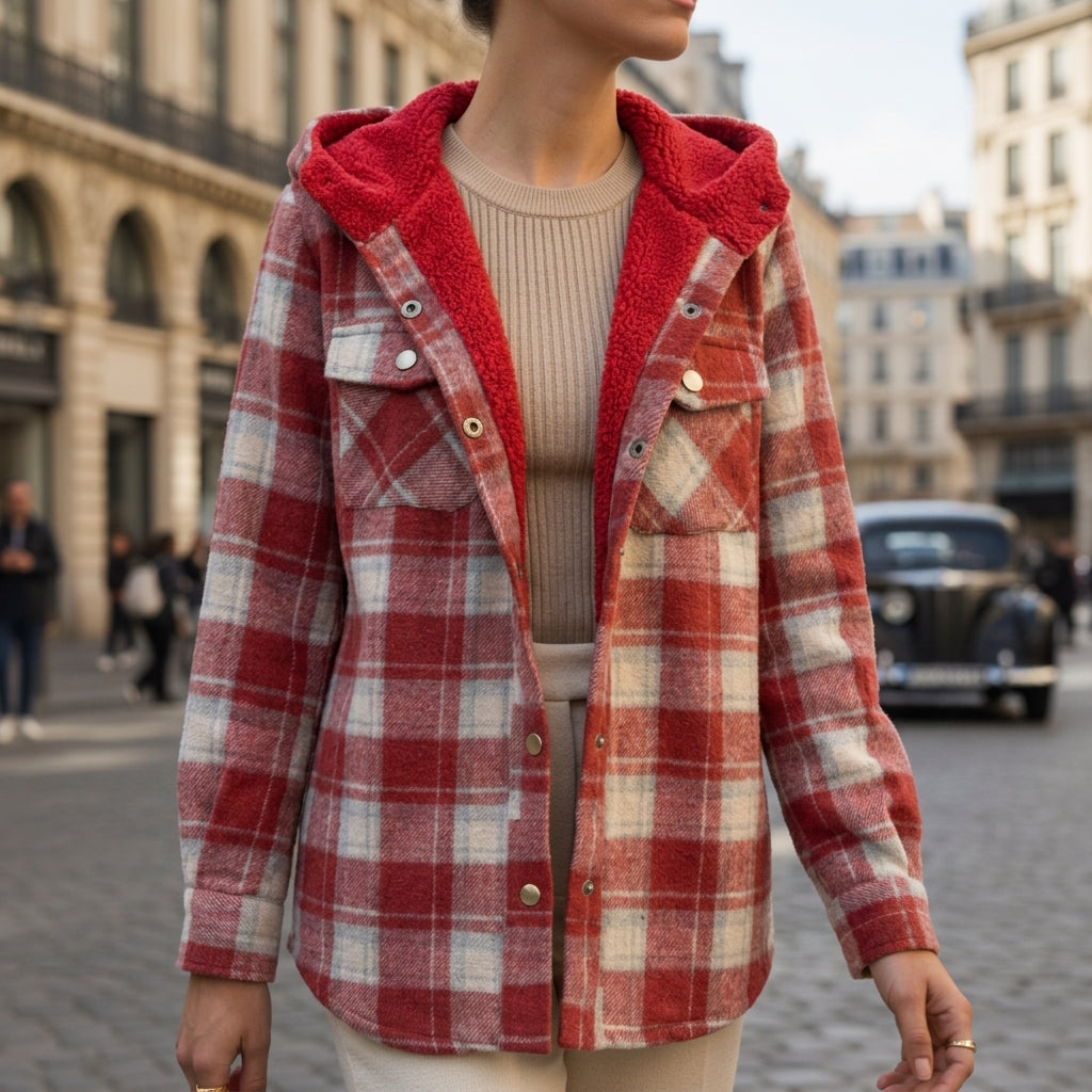 Clara & Co Hooded Plaid Jacket