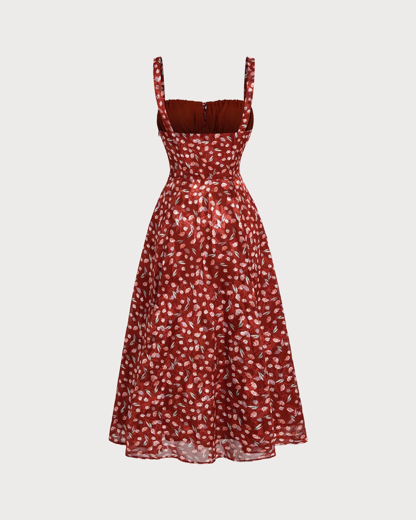 Crimson Garden Floral Slip Midi Dress