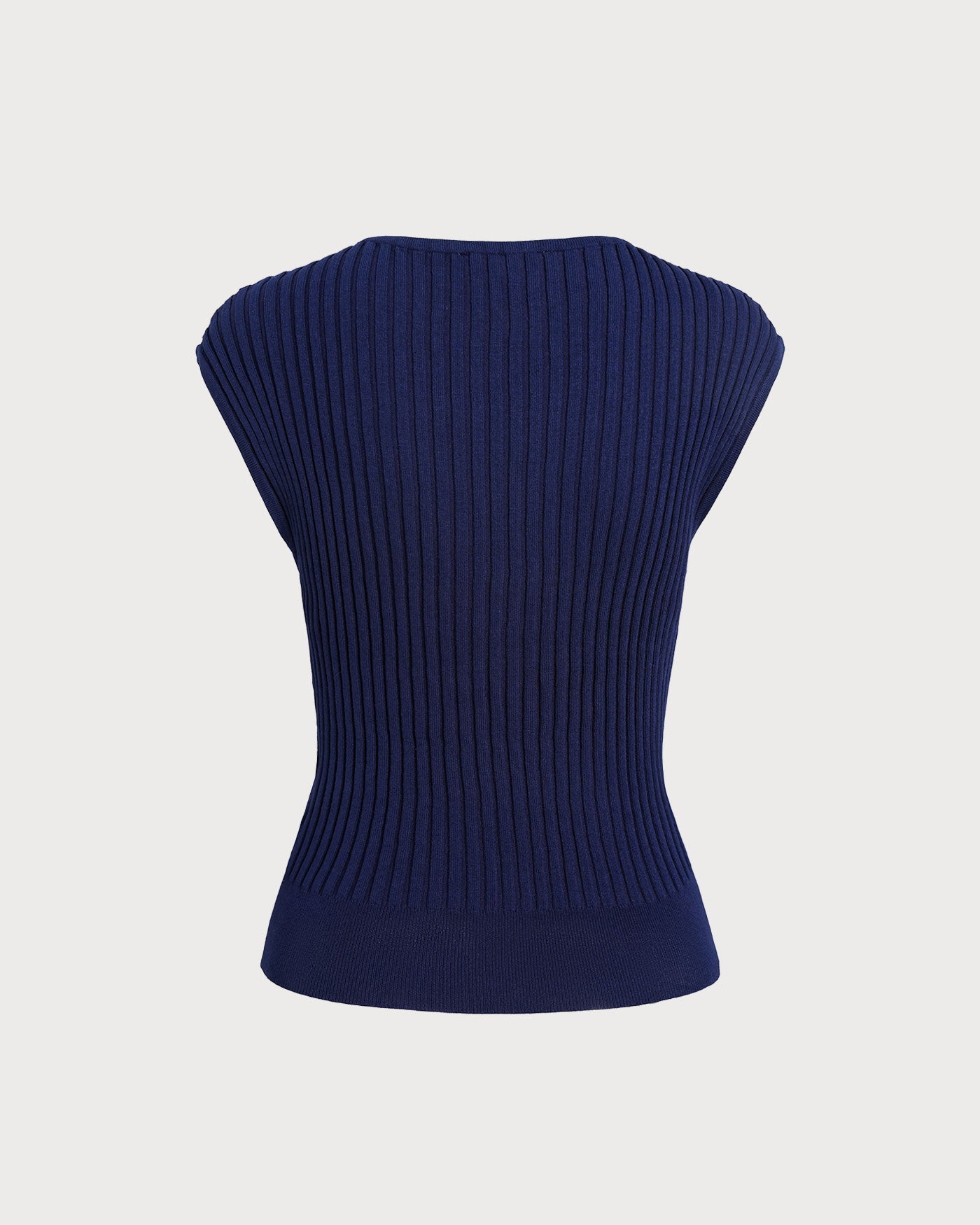 Azure Ribbed Boat Neck Cap Sleeve Tee