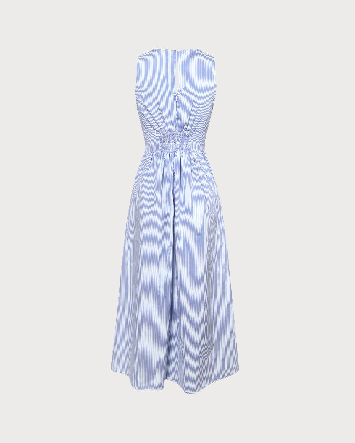 Chic Shirred Striped Maxi Dress
