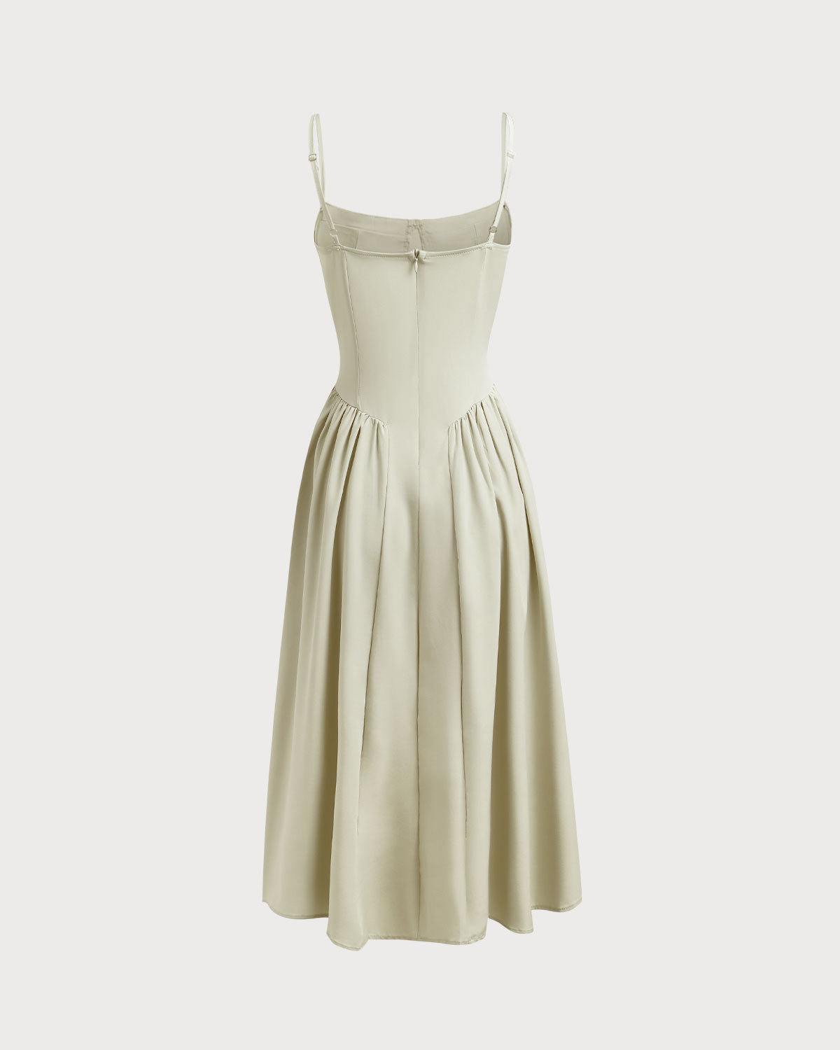 Sage Pocket Square Neck Slip Midi Dress