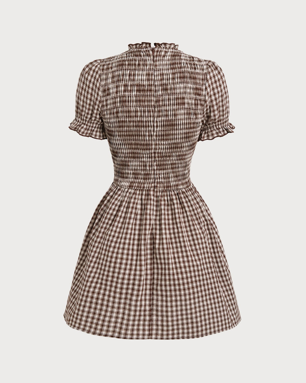 Pony Gingham Puffed Sleeve Stylish Mini Dress