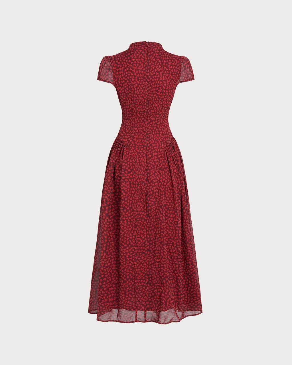 Cherry Blossom Sleeve Floral Maxi Dress In Red