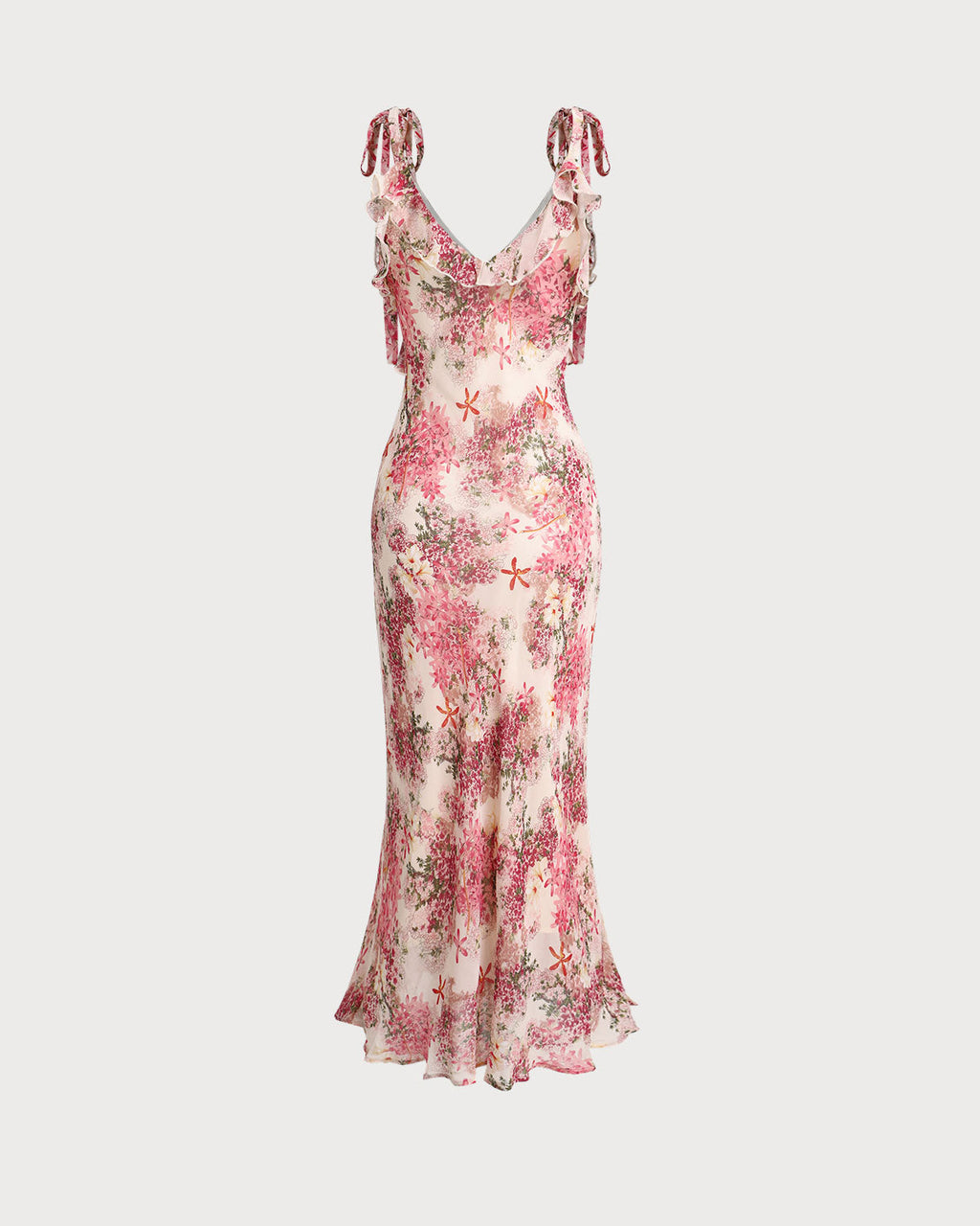 Rosa Garden Ruffle Tie Strap Midi Dress