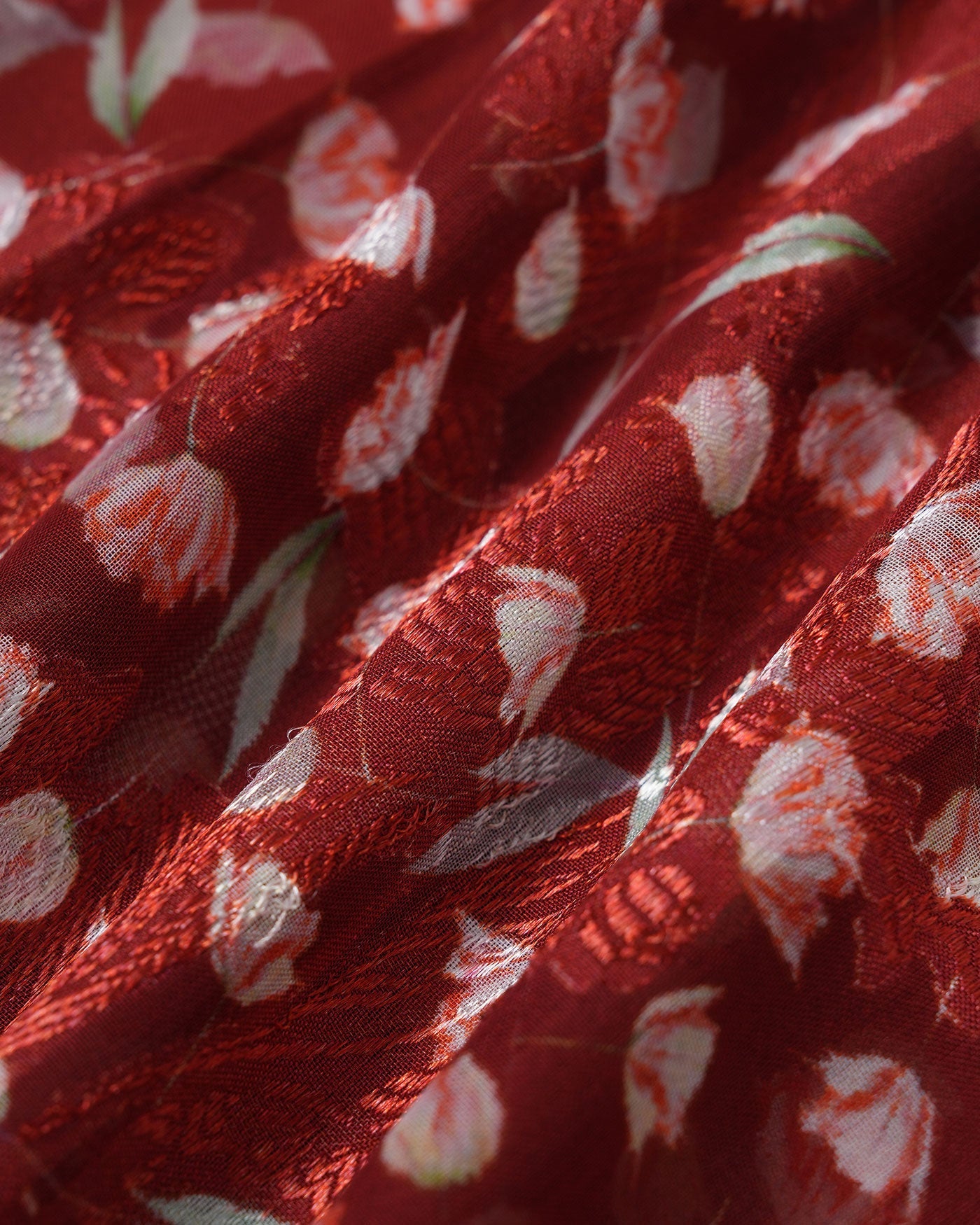 Crimson Garden Floral Slip Midi Dress