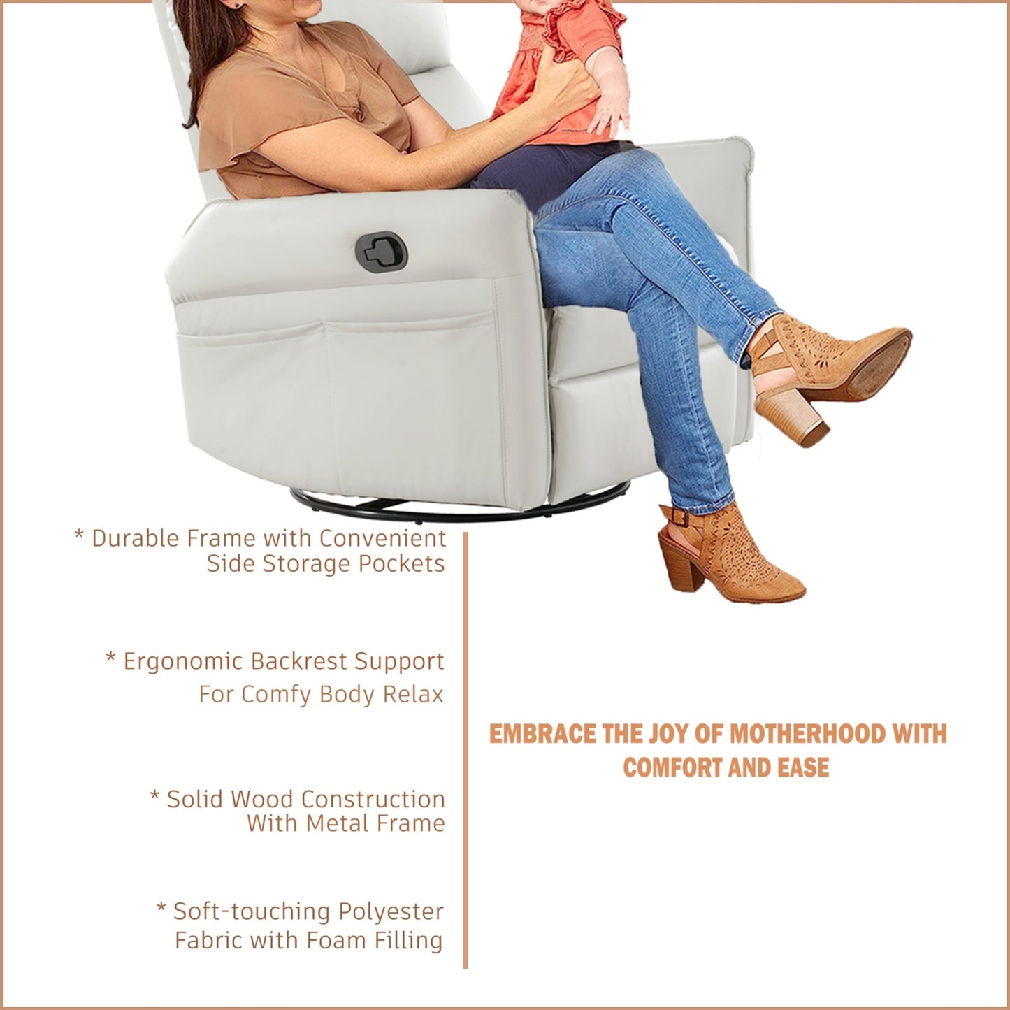 Rove Collections Swivel Rocking Recliner Chair