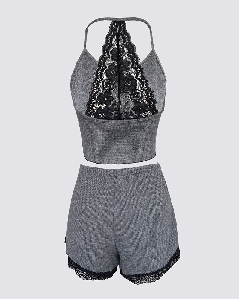 Snug Backless Waffle Knit Loungewear Set