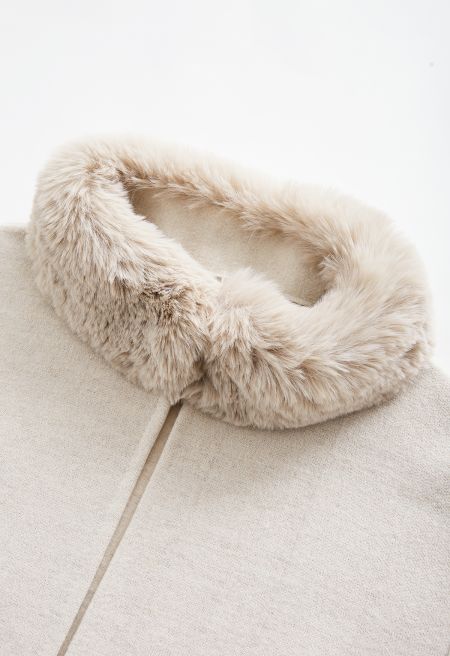 Stylish Bowknot Faux Fur Poncho
