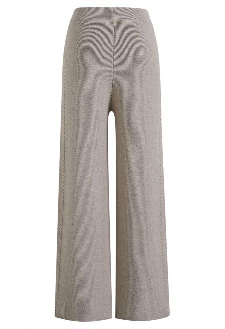 Dora Comfortable Knit Straight Leg Pants in Sand