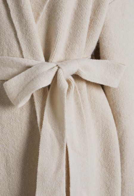 Riviera Shawl Collar Faux Fur Belted Knit Coat