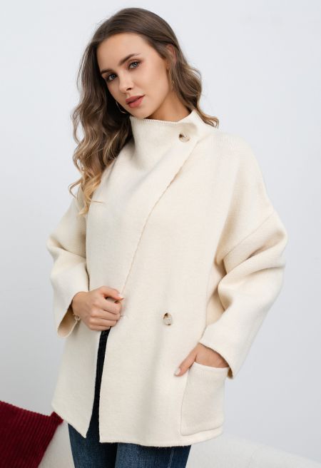 Soft Classic Buttoned Front Knit Coat